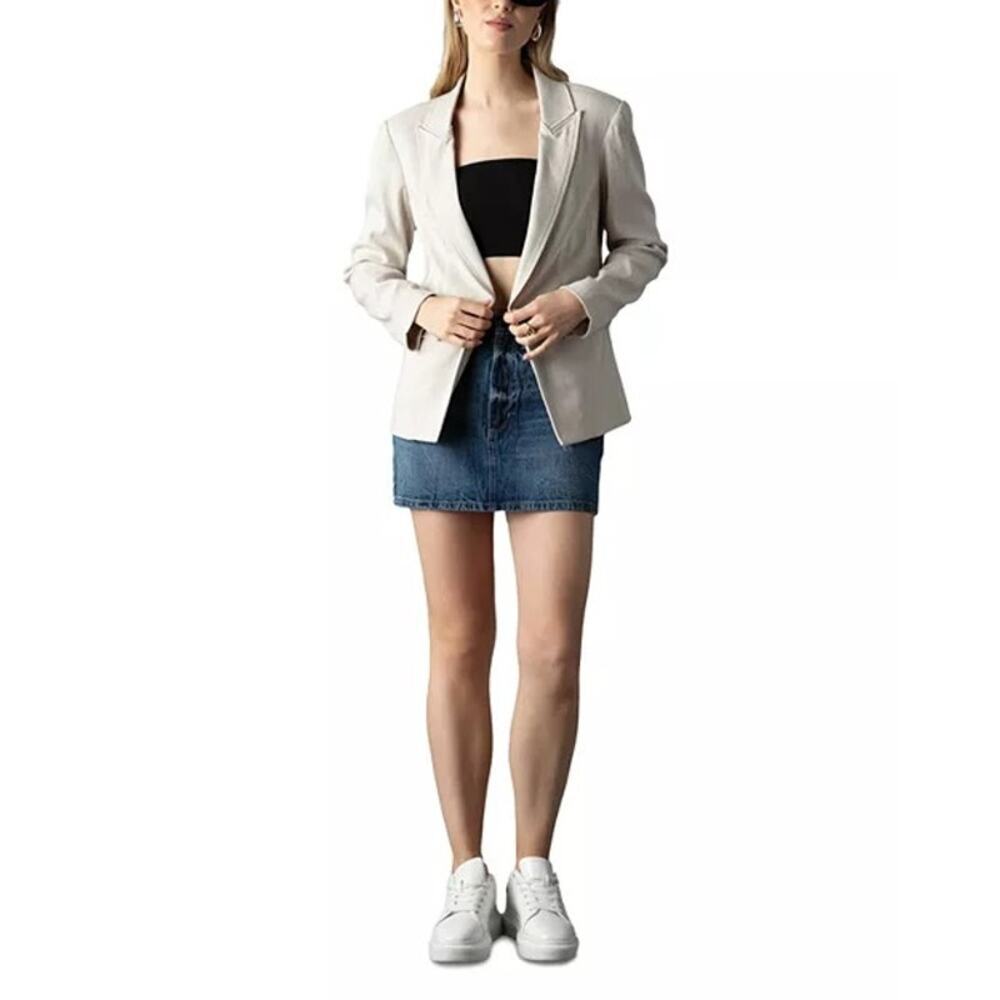 Blue Revival – Dual-Fabric Blazer – Sand with Denim Collar Insert – Size Small - Picture 9 of 10